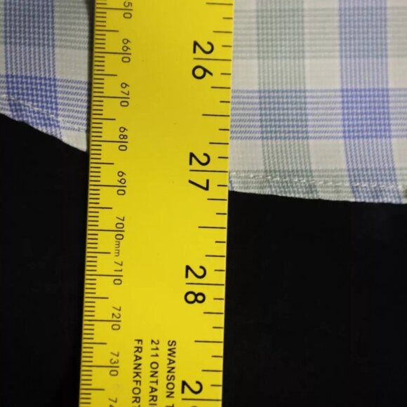 UNTUCKit Button Up Shirt Men M Green/Blue Plaid Casual Spread Collared Polyester - Picture 7 of 8